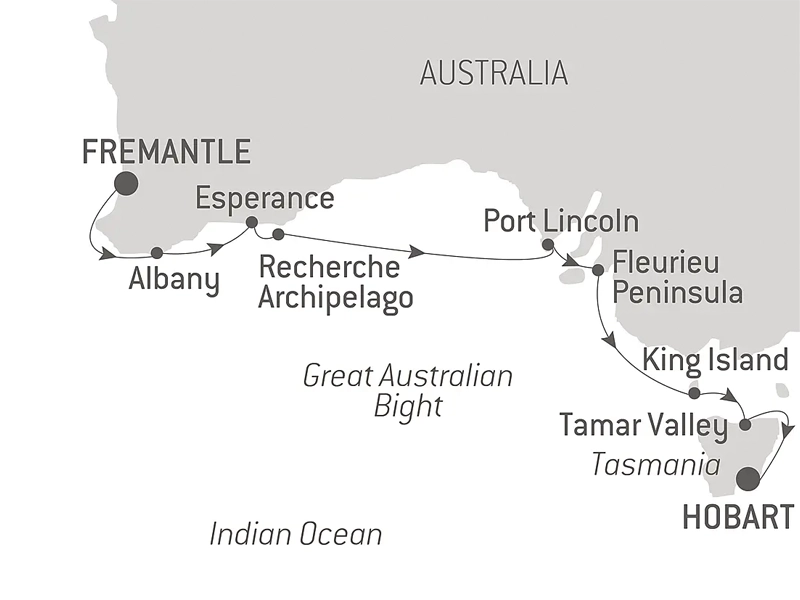 ALONG-AUSTRALIA- PONANT- CRUISE- 2024-map